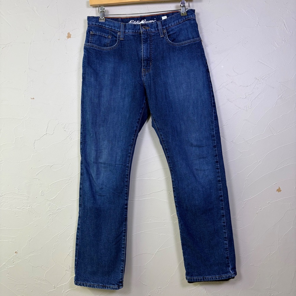 Eddie Bauer Jeans Mens 32 Fleece Lined Straight Leg Denim Outdoor Gorpcore